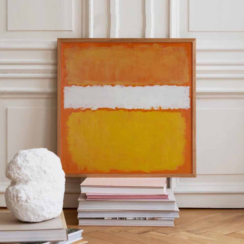 Yellow And White Over Orange by Mark Rothko Square Frame