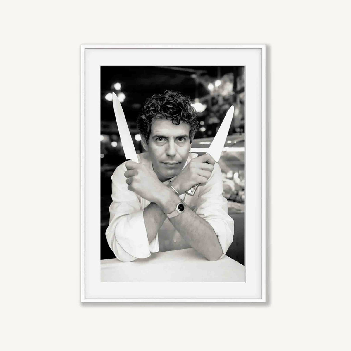 Anthony Bourdain – In The Kitchen in Matte White Frame | Atollo Printshop