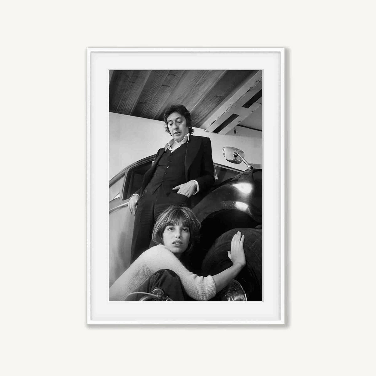 Jane Birkin And Serge Gainsbourg 1969 in Matte White Frame | Atollo Printshop