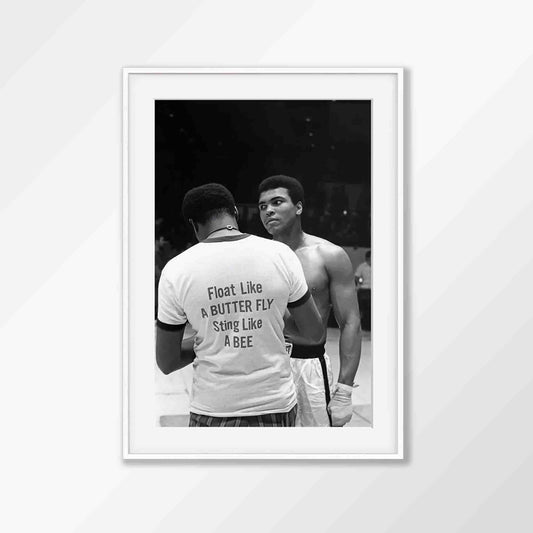 Muhammad Ali Float Like A Buttery in Matte White Frame | Atollo Printshop