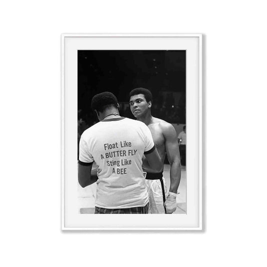Muhammad Ali Float Like A Buttery in Matte White Frame | Atollo Printshop