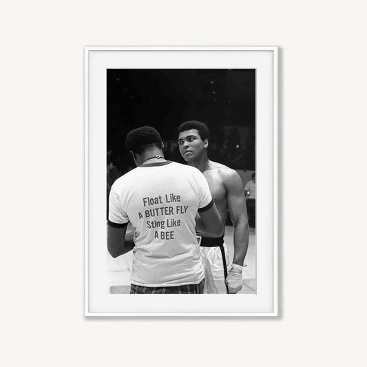Muhammad Ali Float Like A Buttery in Matte White Frame | Atollo Printshop