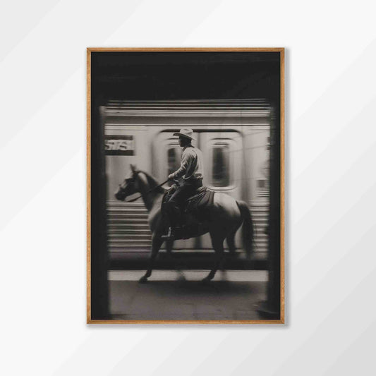 New York Subway Cowboy in Tasmanian Oak Frame | Atollo Printshop
