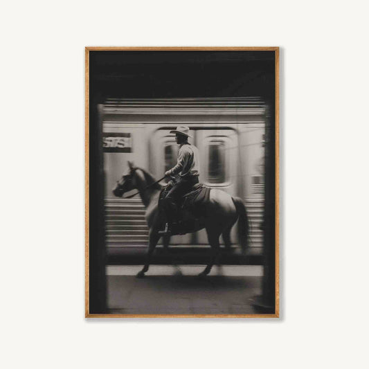 New York Subway Cowboy in Tasmanian Oak Frame | Atollo Printshop