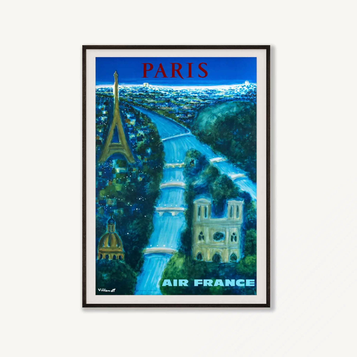 Paris by Bernard Villemot in Matte Black Frame | Atollo Printshop