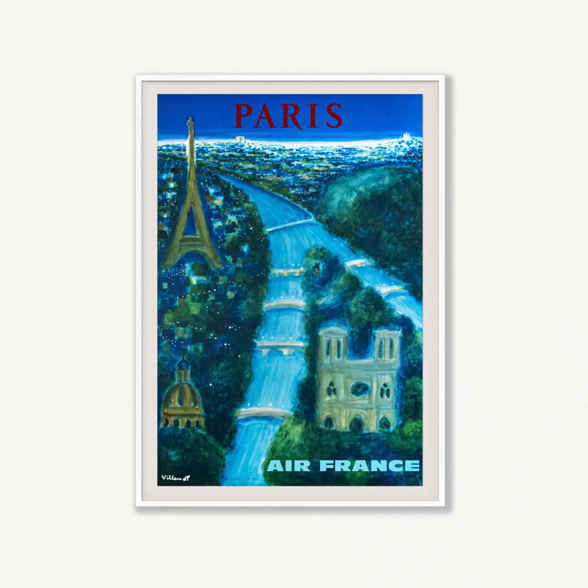Paris by Bernard Villemot in Matte White Frame | Atollo Printshop