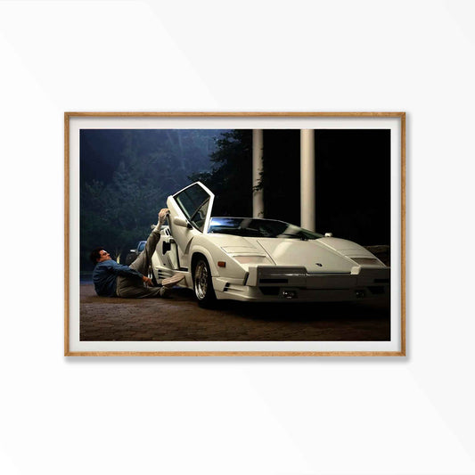 Wolf Of Wall Street Lamborghini Countach in Tasmanian Oak Frame | Atollo Printshop