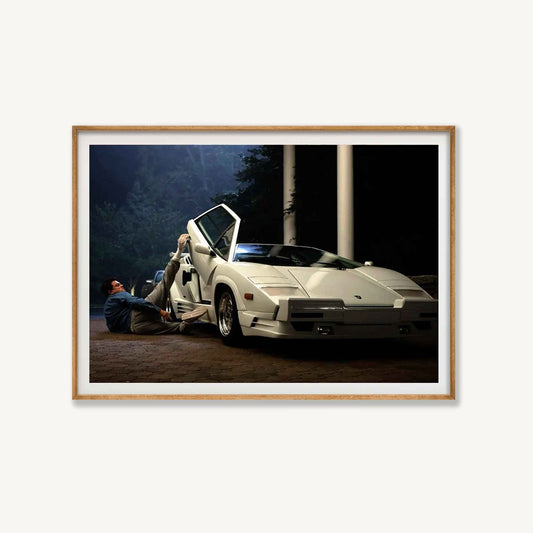 Wolf Of Wall Street Lamborghini Countach in Tasmanian Oak Frame | Atollo Printshop