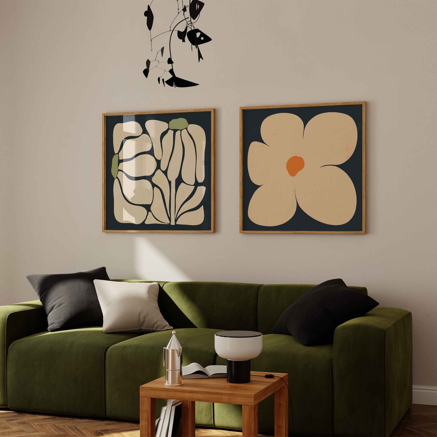 Abstract Flower With Green Poster