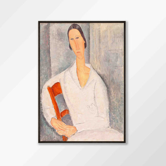 Antique Woman Painting in Matte Black Frame | Atollo Printshop