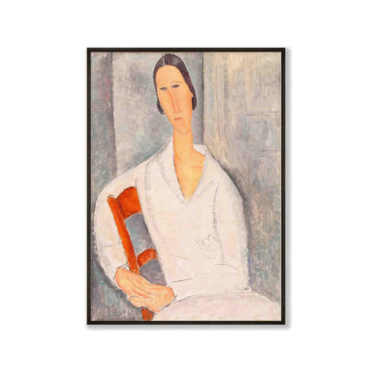 Antique Woman Painting in Matte Black Frame | Atollo Printshop