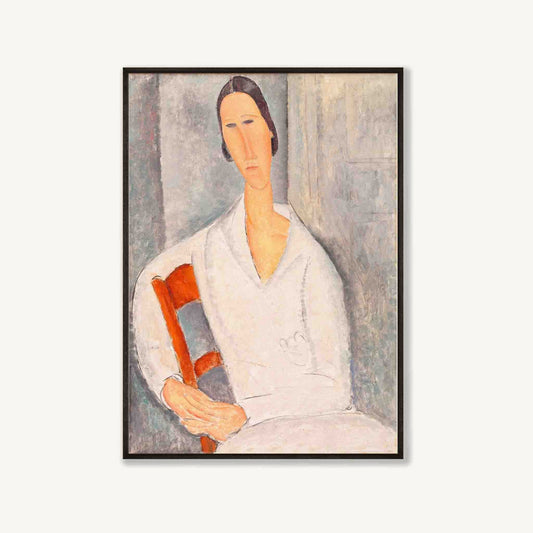 Antique Woman Painting in Matte Black Frame | Atollo Printshop