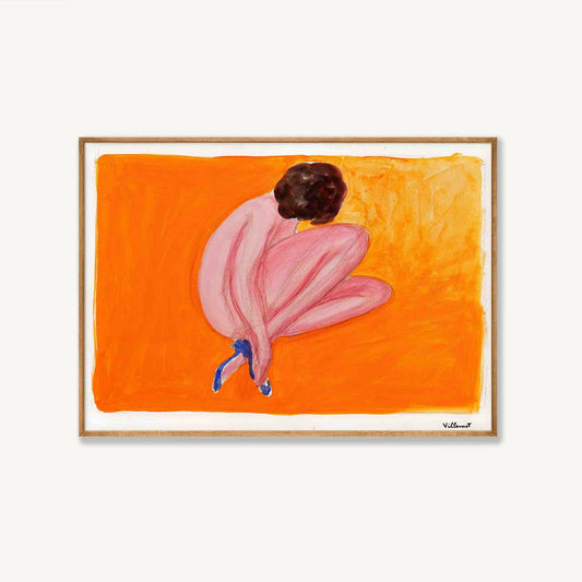 Orange Lady by Bernard Villemot in Tasmanian Oak Frame | Atollo Printshop