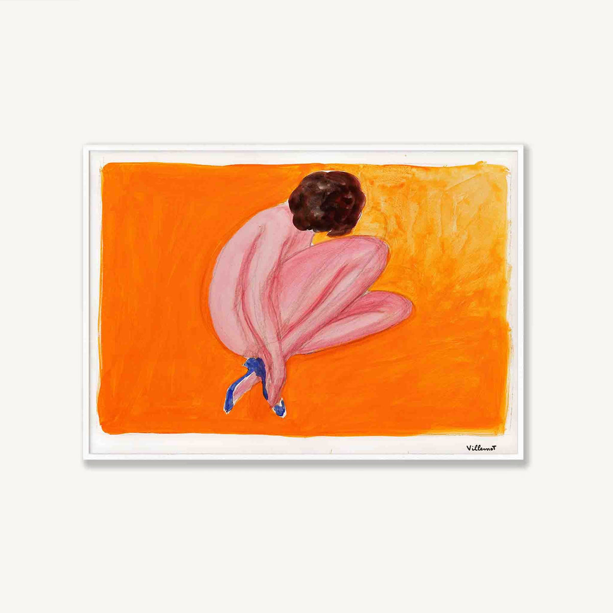 Orange Lady by Bernard Villemot in Matte White Frame | Atollo Printshop