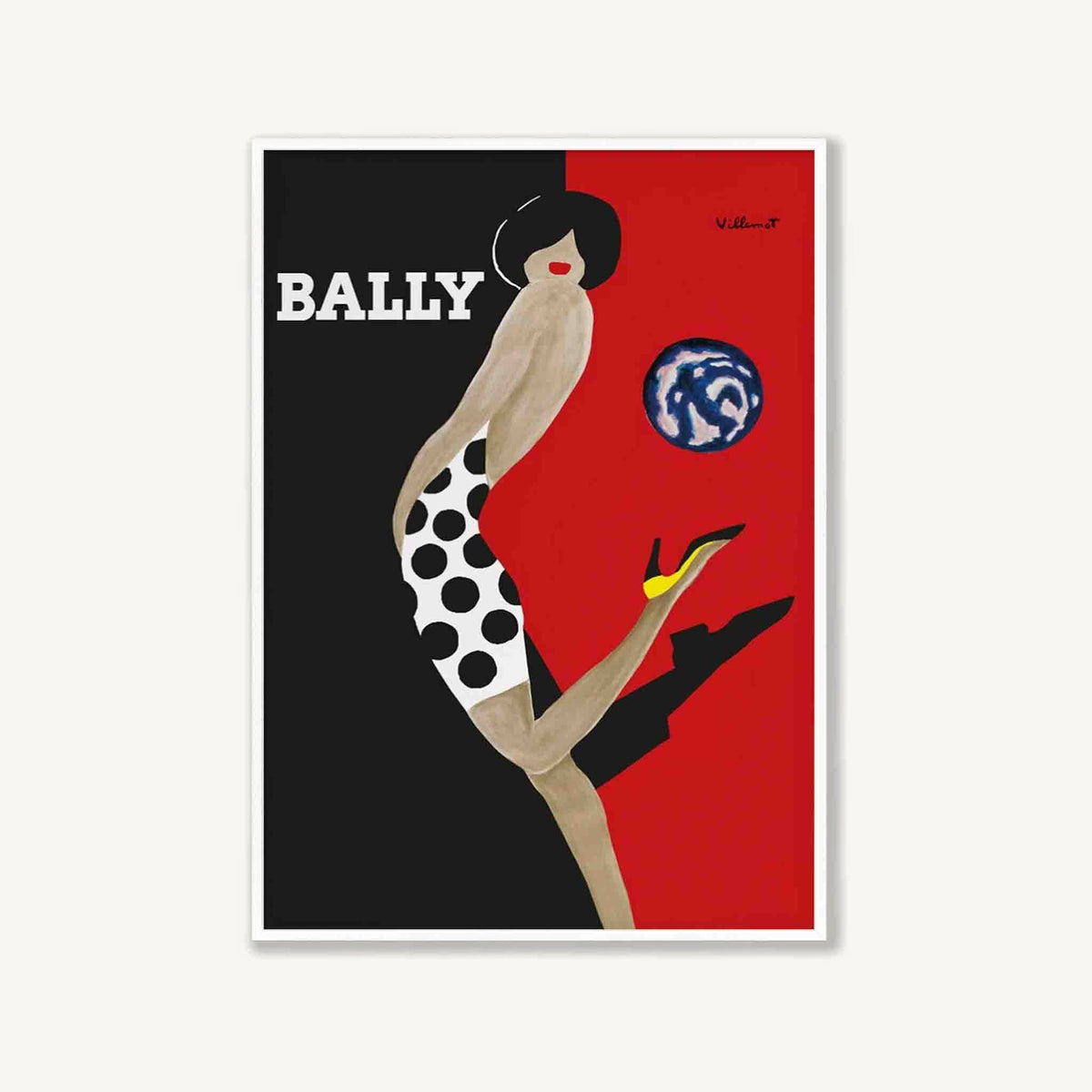 Bally World by Bernard Villemot in Matte White Frame | Atollo Printshop