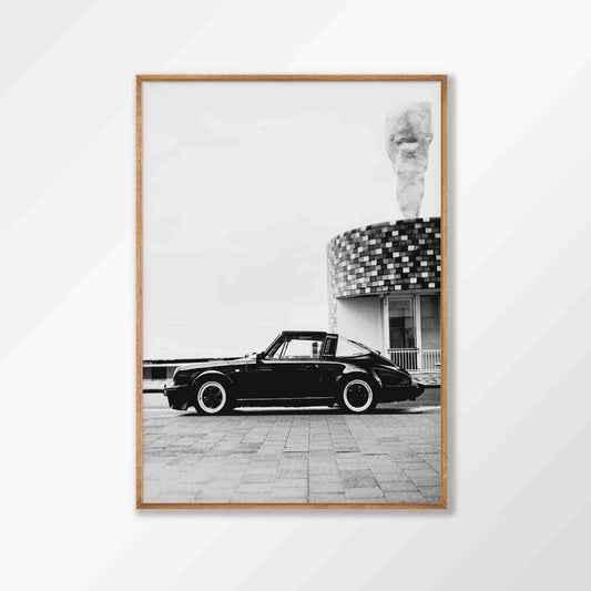 Black 911 Porsche in Tasmanian Oak Frame | Atollo Printshop