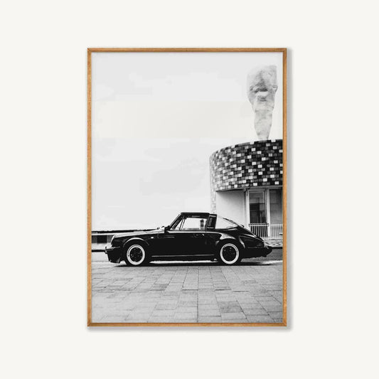 Black 911 Porsche in Tasmanian Oak Frame | Atollo Printshop