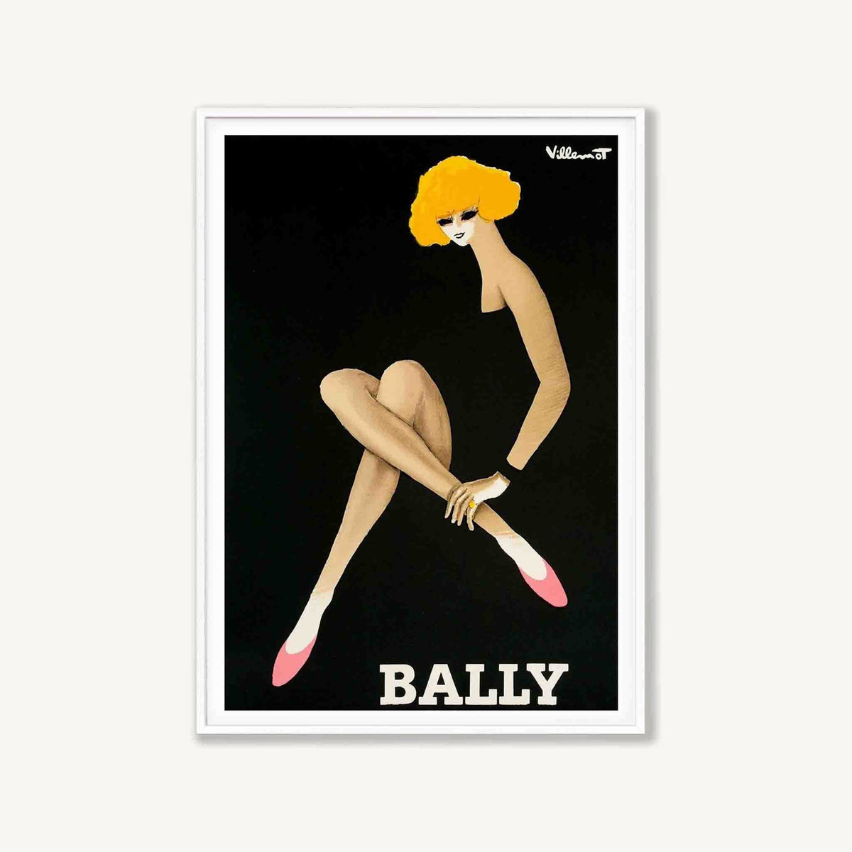 Bally Blonde With Pink Shoes in Matte White Frame | Atollo Printshop
