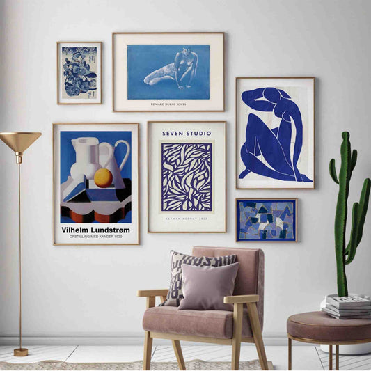 Blue Modern Gallery Wall Framed Art Print | Atollo Printshop