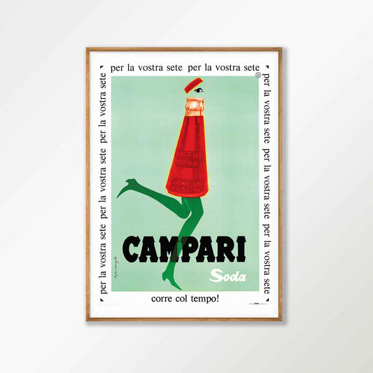 Campari Soda Green Advertising in Tasmanian Oak Frame | Atollo Printshop