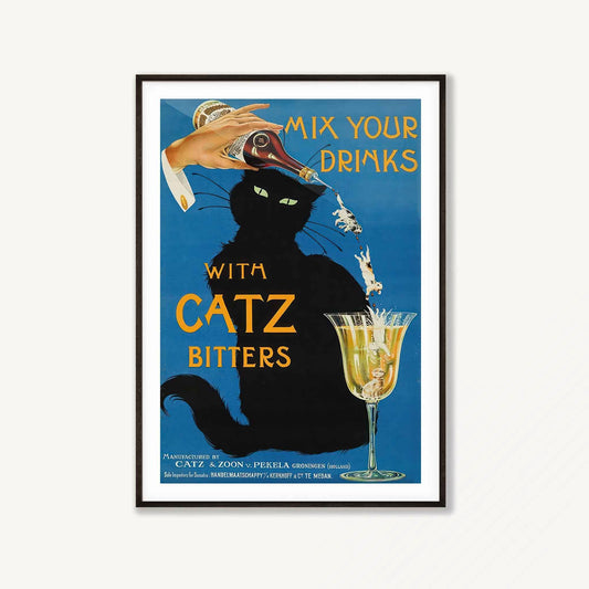 Catz Bitters Vintage in Matte Black Frame | Atollo Printshop