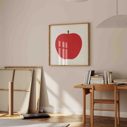 Enzo Mari – Red Apple Square Frame Framed Art Print | Atollo Printshop