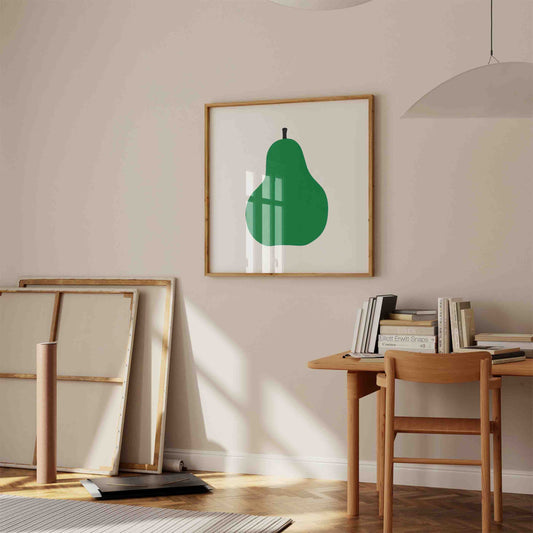 Enzo Mari – Green Pear Square Frame Framed Art Print | Atollo Printshop