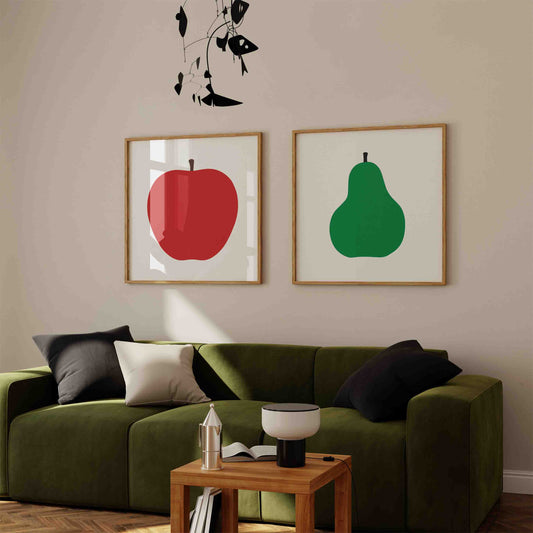 Enzo Mari – Apple And Pear Set Square Frame Framed Art Print | Atollo Printshop