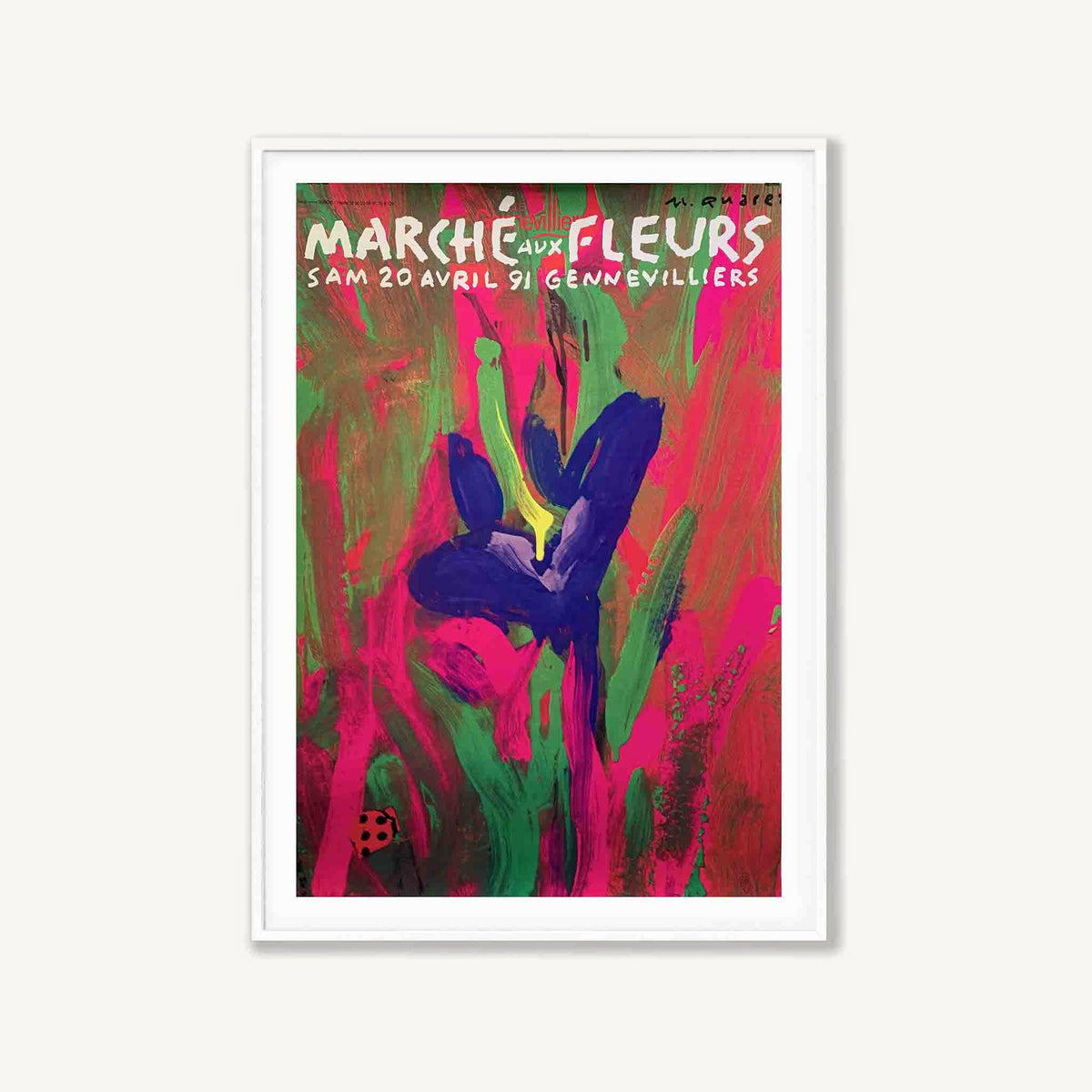 Marché Aux Fleurs by Michel Quarez in Matte White Frame | Atollo Printshop