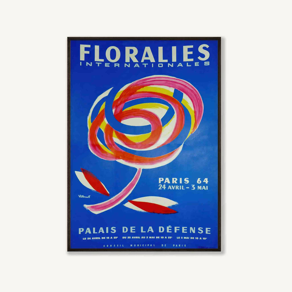 Floralies Paris by Bernard Villemot in Matte Black Frame | Atollo Printshop
