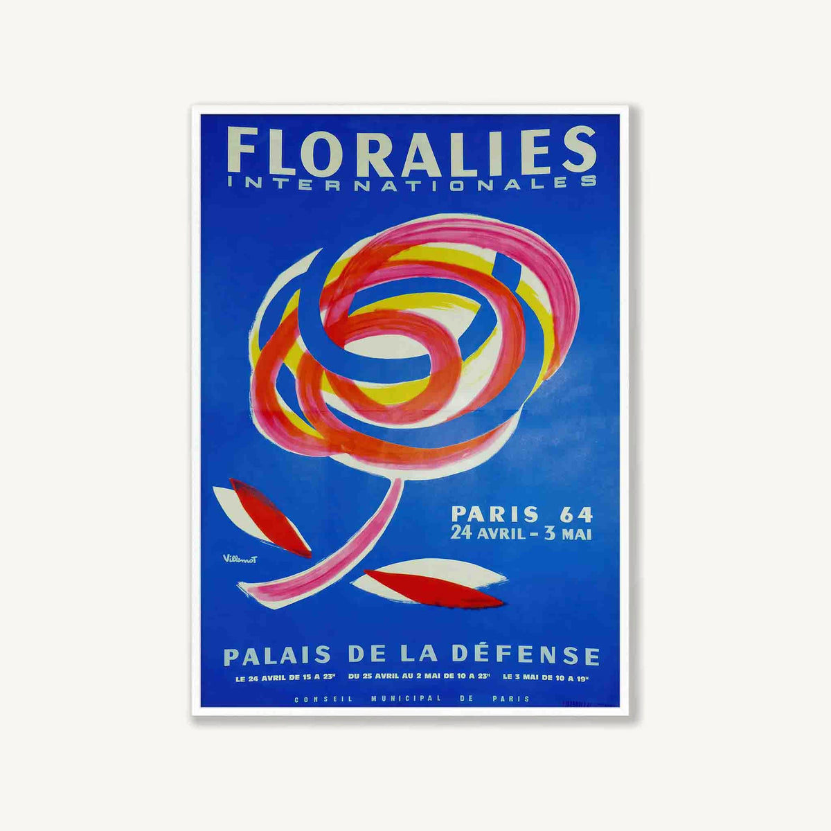 Floralies Paris by Bernard Villemot in Matte White Frame | Atollo Printshop