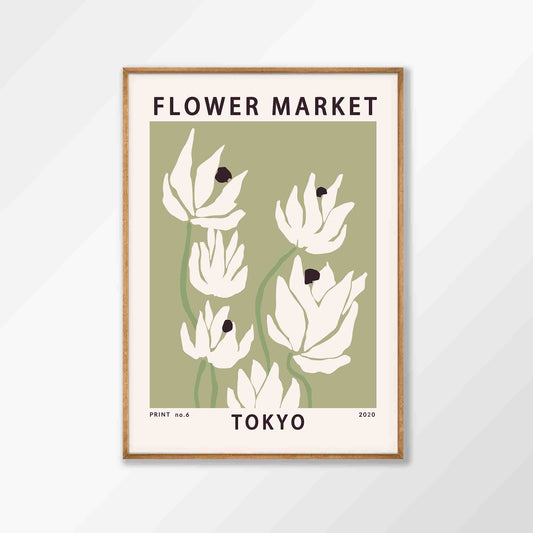 Tokyo Flower Market in Matte Black Frame | Atollo Printshop