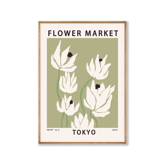 Tokyo Flower Market in Matte Black Frame | Atollo Printshop
