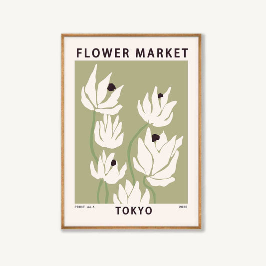 Tokyo Flower Market in Matte Black Frame | Atollo Printshop