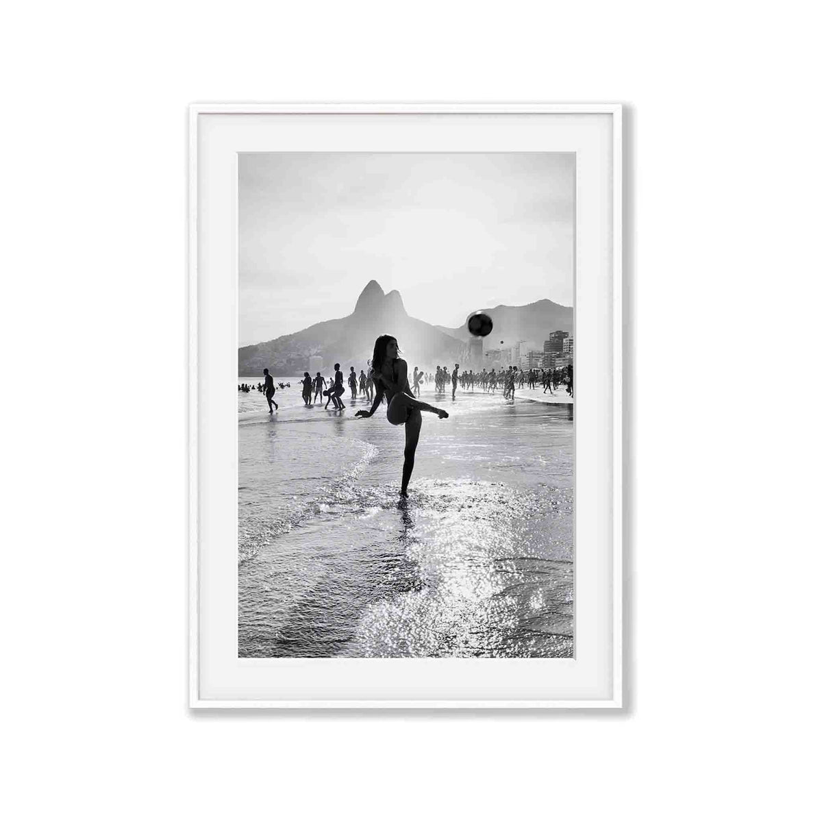 Girl On The Beach In Rio De Janeiro in Matte White Frame | Atollo Printshop