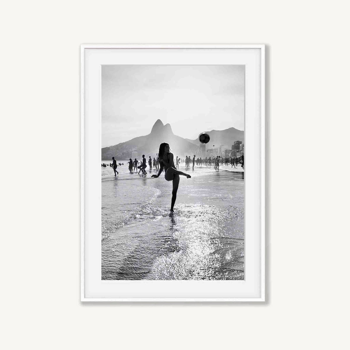 Girl On The Beach In Rio De Janeiro in Matte White Frame | Atollo Printshop