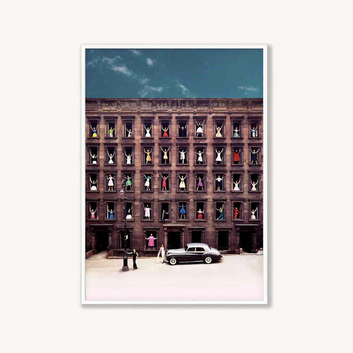 Girls In Window Poster by Ormond Gigli in Matte White Frame | Atollo Printshop