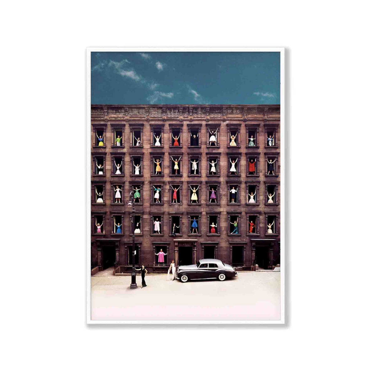 Girls In Window Poster by Ormond Gigli in Matte White Frame | Atollo Printshop