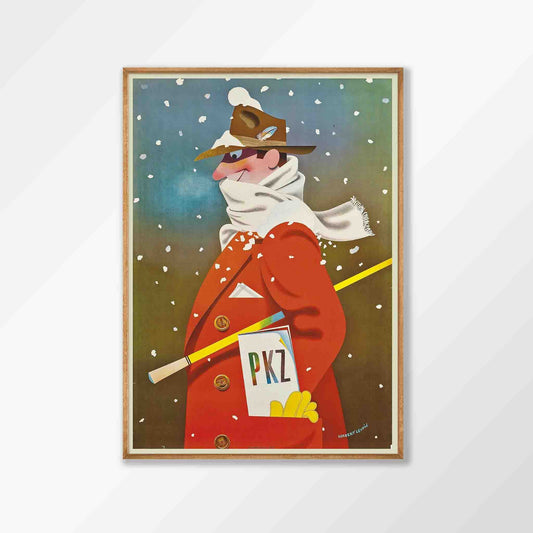 Snowman by Herbert Leupin in Tasmanian Oak Frame | Atollo Printshop