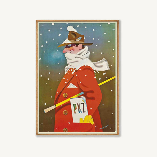 Snowman by Herbert Leupin in Tasmanian Oak Frame | Atollo Printshop