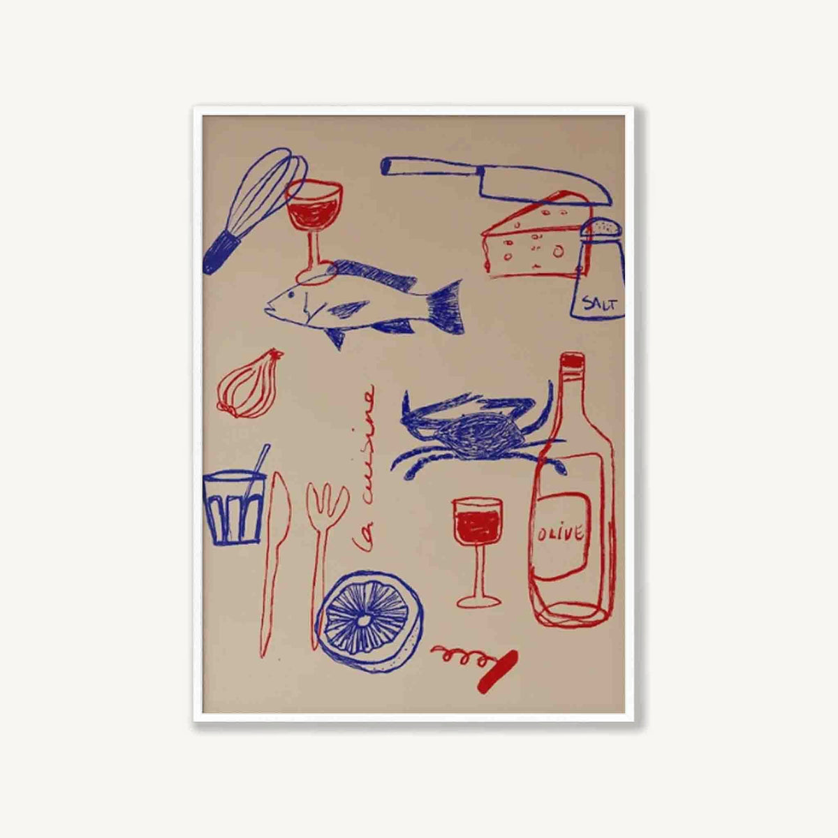 Italian Cooking Essentials in Matte White Frame | Atollo Printshop