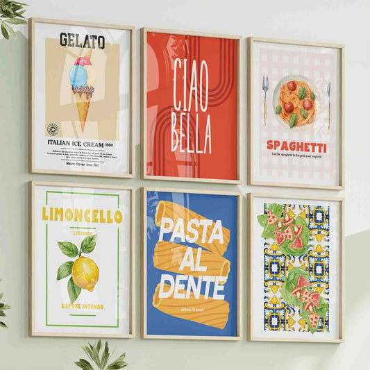Italian Riviera Food Poster Set Framed Art Print | Atollo Printshop