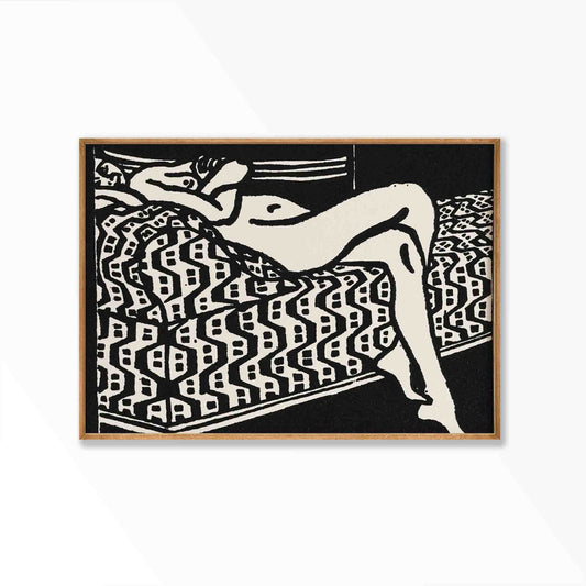 Lounging Lady Vintage French in Tasmanian Oak Frame | Atollo Printshop