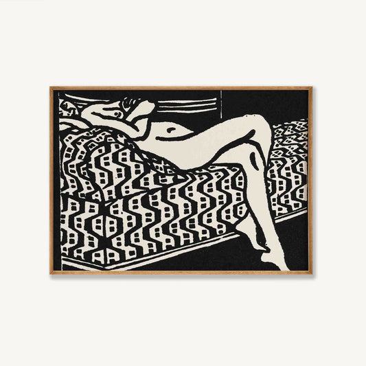 Lounging Lady Vintage French in Tasmanian Oak Frame | Atollo Printshop
