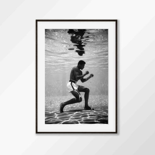 Muhammad Ali In Swimming Pool Miami 1961 in Matte Black Frame | Atollo Printshop