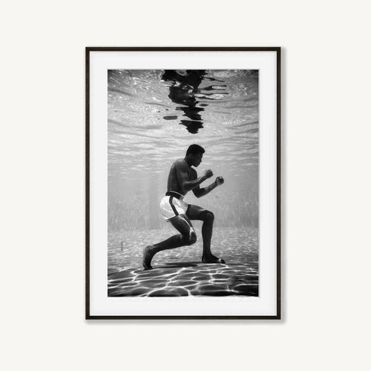 Muhammad Ali In Swimming Pool Miami 1961 in Matte Black Frame | Atollo Printshop