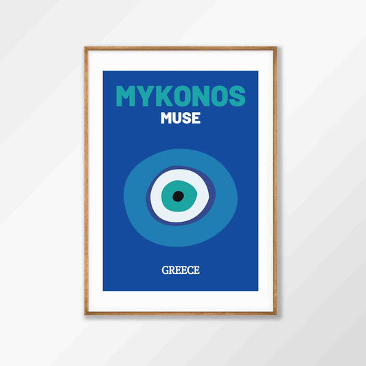 Mykonos Travel in Tasmanian Oak Frame | Atollo Printshop