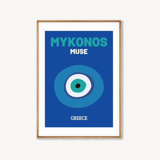 Mykonos Travel in Tasmanian Oak Frame | Atollo Printshop