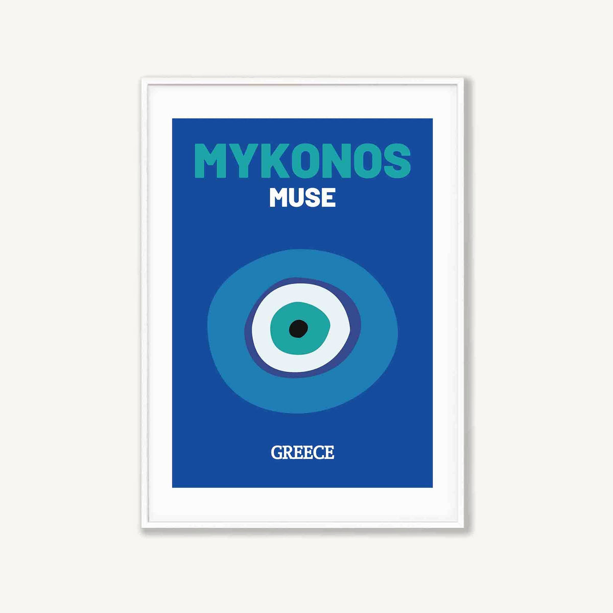 Mykonos Travel in Matte White Frame | Atollo Printshop