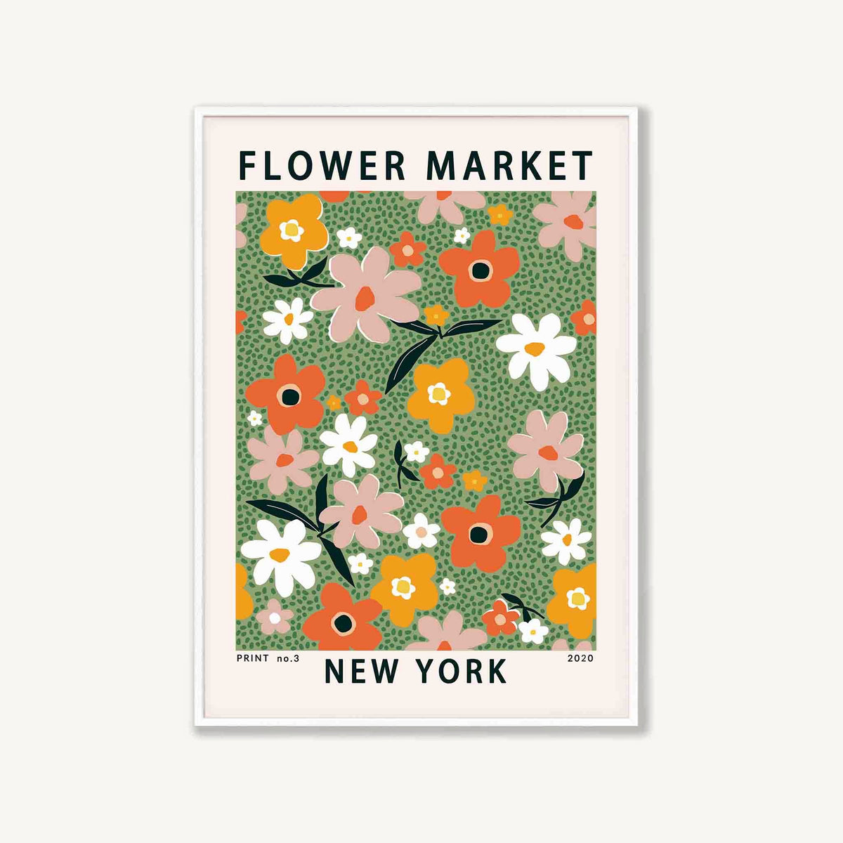 New York Flower Market in Matte White Frame | Atollo Printshop